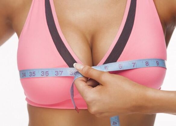 Female breasts after enlargement by various methods.