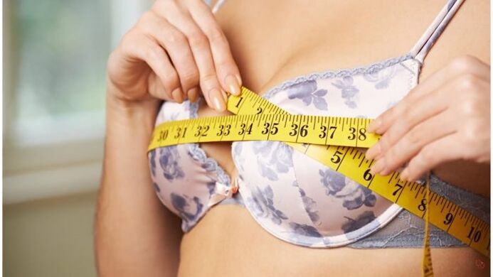 Breast measurement before fat gain.